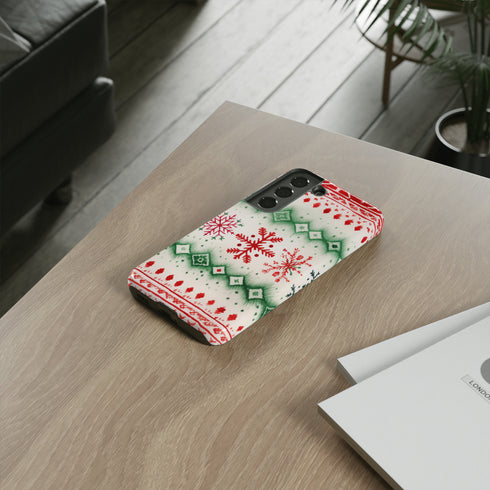 Icelandic Watercolor inspired by Christmas Sweaters - Impact Resistant Phone Case